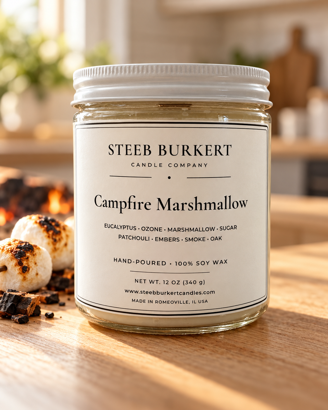 Campfire Marshmallow – 12 oz Soy Wooden Wick Candle