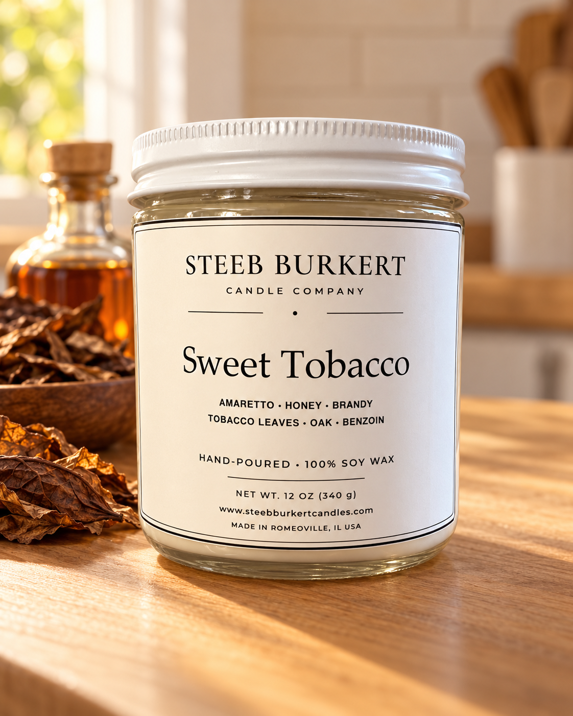 Sweet Tobacco – 12 oz Soy Wooden Wick Candle